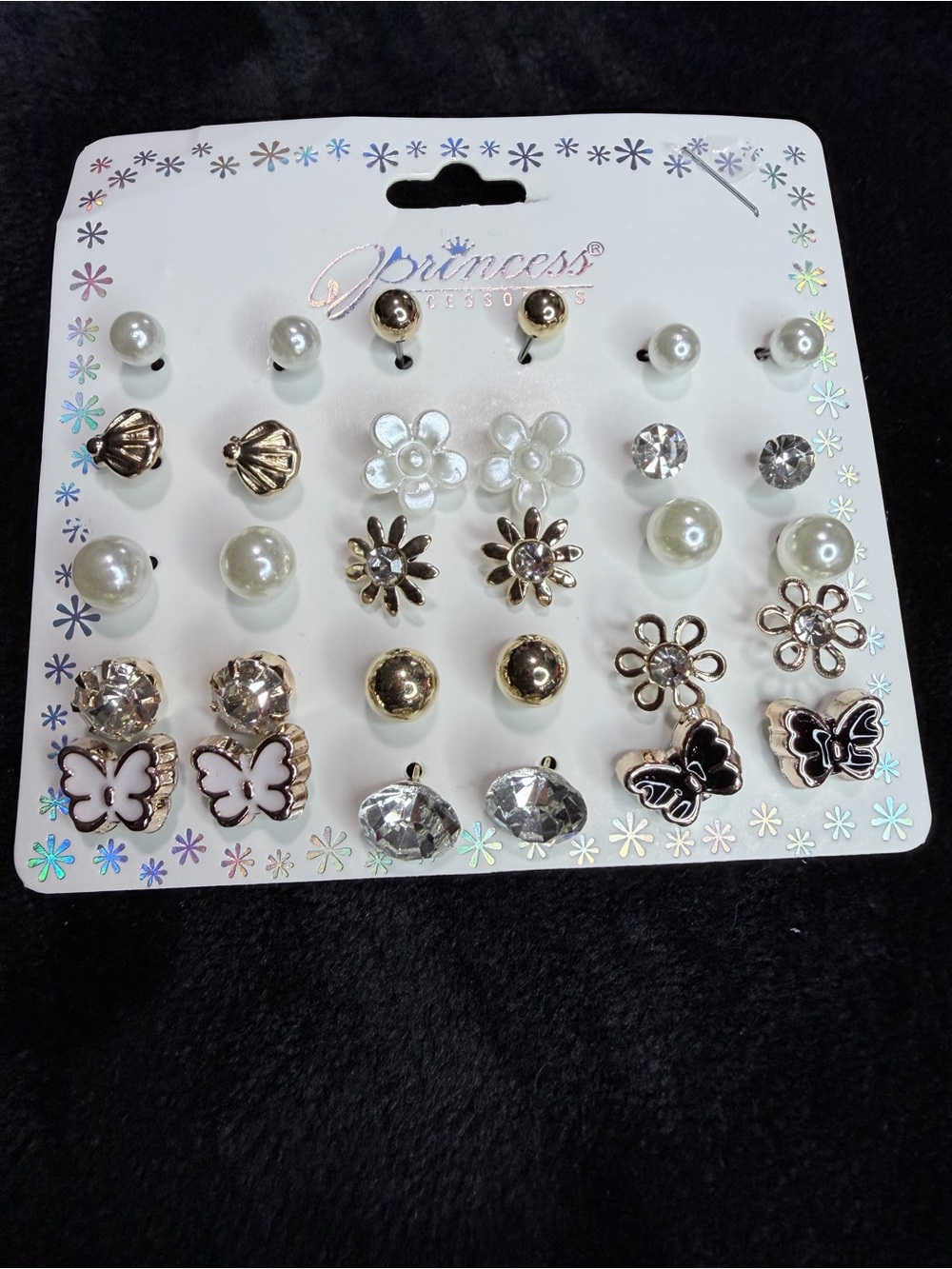Prince Kids Butterfly & Pearl Earring Set - White & Gold